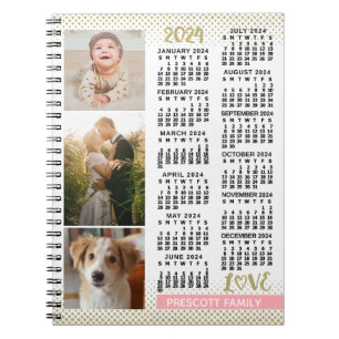 Cuaderno collage de fotos de la familia Rubor de oro rosado