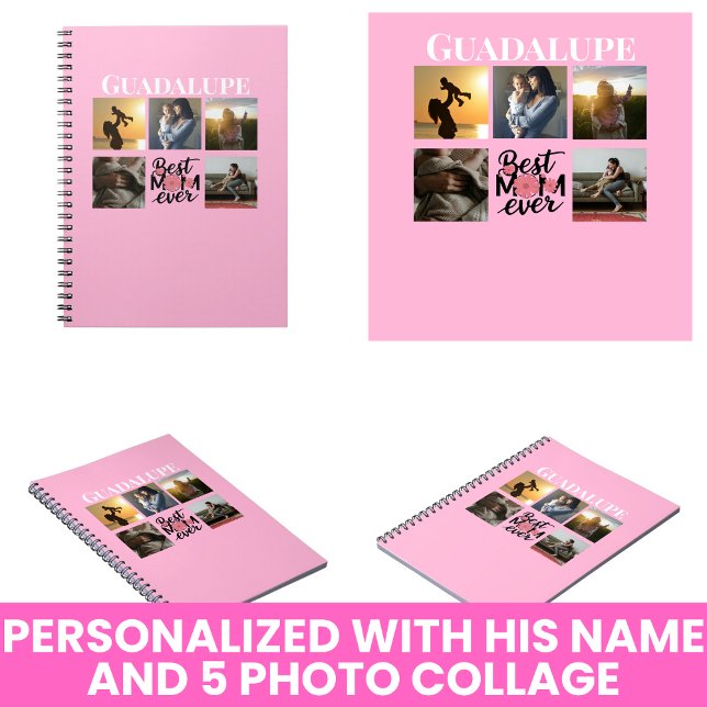 Cuaderno Collage de fotos de regalos del Día de la Madre y  (Mother's Day Gifts Photo Collage and Monogrammed Notebook
)
