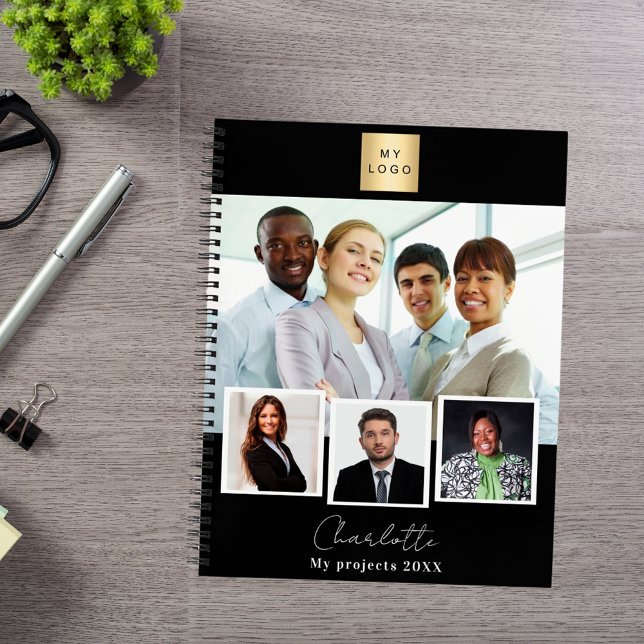 Cuaderno Collage de fotos del logo de la empresa blanca neg (Subido por el creador)