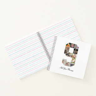 Cuaderno Collage de fotos del número 9 en blanco y negro