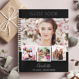 Cuaderno Collage de fotos en blanco negro de cumpleaños del