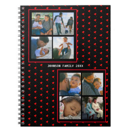 Cuaderno Collage de fotos Familia Personalizada Corazón Roj