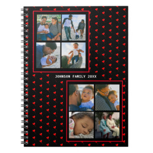Cuaderno Collage de fotos Familia Personalizada Corazón Roj