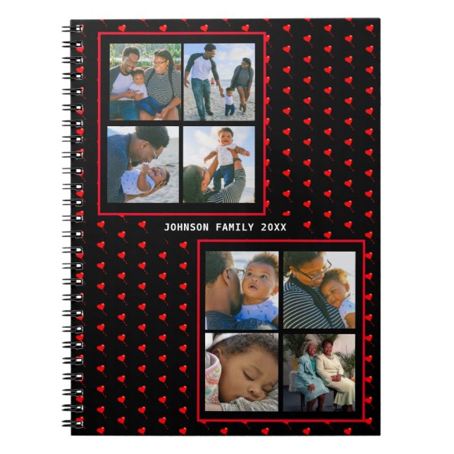 Cuaderno Collage de fotos Familia Personalizada Corazón Roj (Frente)