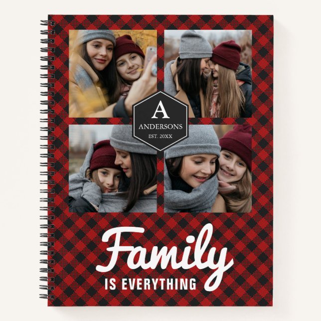 Cuaderno Collage de fotos familiar Red Buffalo Plaid Lumber (Anverso)