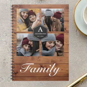 Cuaderno Collage de fotos familiar Rustic Barn Wood 4 fotos