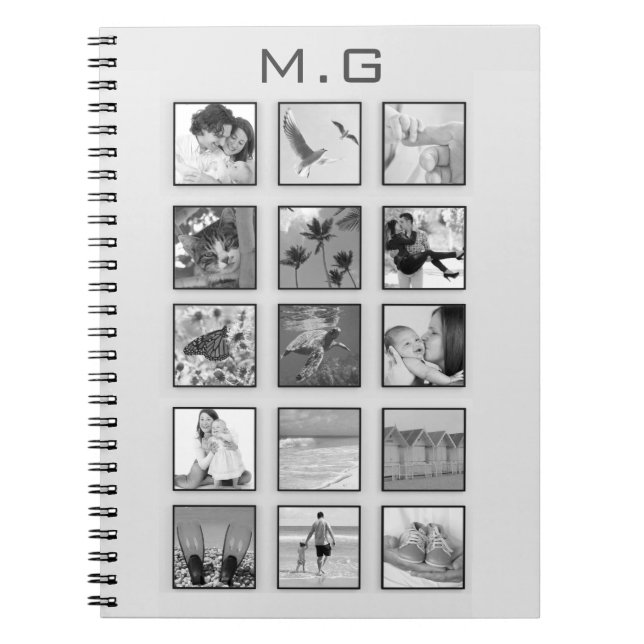 Cuaderno Collage de fotos filtrado en blanco y negro (Frente)