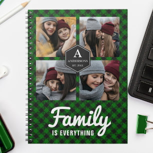 Cuaderno Collage de fotos Green Buffalo Plaid Lumberjack