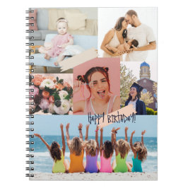 Cuaderno Collage de fotos modernas Feliz cumpleaños