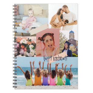 Cuaderno Collage de fotos modernas Feliz cumpleaños
