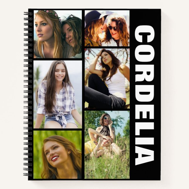 Cuaderno Collage de Fotos Moderno y Nombre (Anverso)