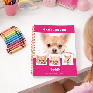 Cuaderno Collage de fotos rosadas del mascota del perro del