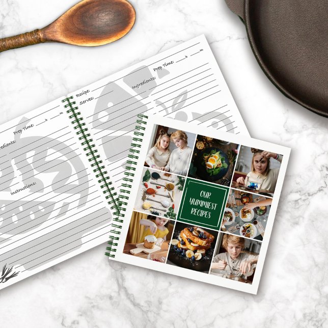 Cuaderno Collage de fotos Verde Forestal 8 Recetas familiar (Subido por el creador)
