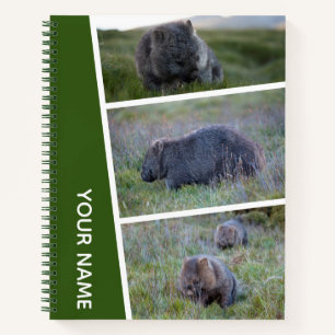 Cuaderno Collage de fotos Wombat Australia, portátil verde