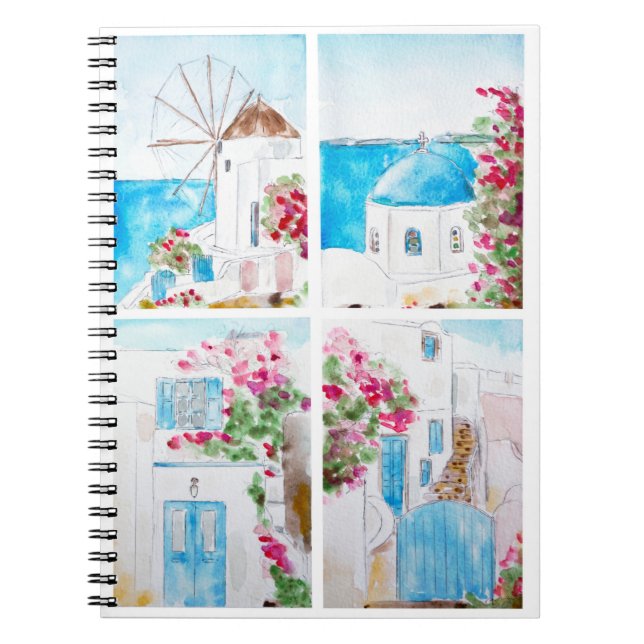 Cuaderno Collage de la pintura acuarela de Grecia (Frente)