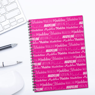 Cuaderno Collage de nombre de niñas personalizado rosa cali