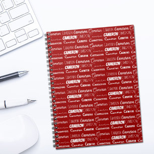 Cuaderno Collage de nombre personalizado rojo moderno