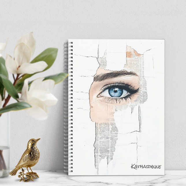Cuaderno Collage de ojos azules arte abstracto (Blue Eye Collage Abstract Artwork Notebook)