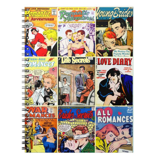 Cuaderno Collage de portada de historietas de Romance vinta (Frente)