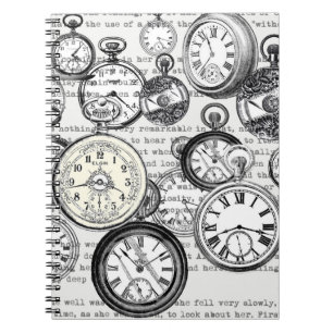 Cuaderno Collage de reloj de bolsillo victoriano Alicia en