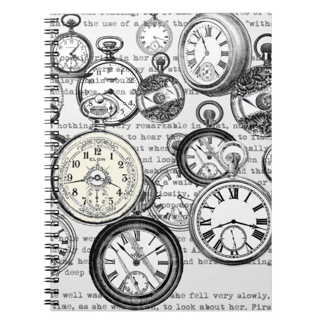 Cuaderno Collage de reloj de bolsillo victoriano Alicia en  (Frente)