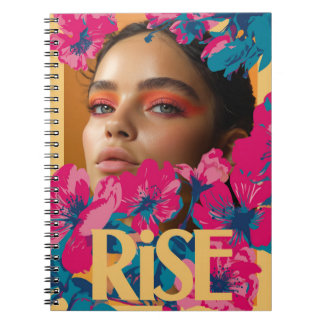 Cuaderno Collage de una mujer con flores vibrantes