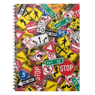 Cuaderno Collage del Rótulo de la carretera del instructor 
