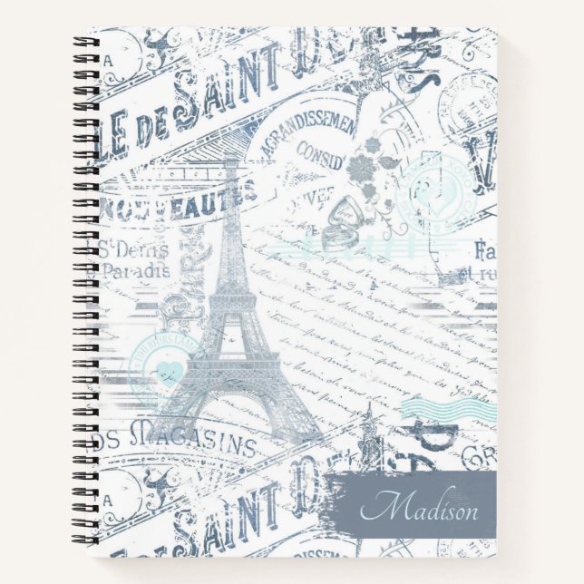 Cuaderno Collage francés antiguo Romance Blue ID226 (Anverso)