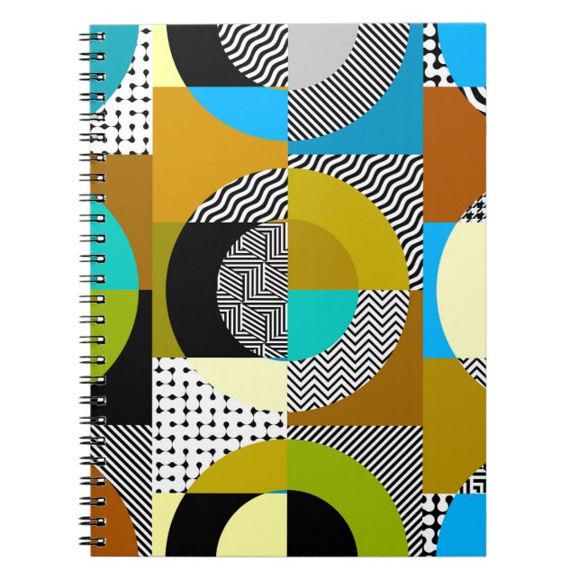 Cuaderno Collage geométrico: círculos, patrón vintage. (Frente)