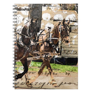 Cuaderno Collage mixto de medios de dos caballos