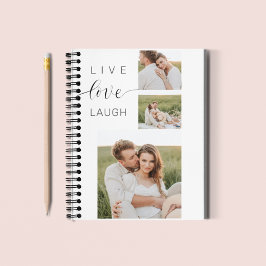 Cuaderno Collage moderno Pareja foto y Live Love Laugh Gift