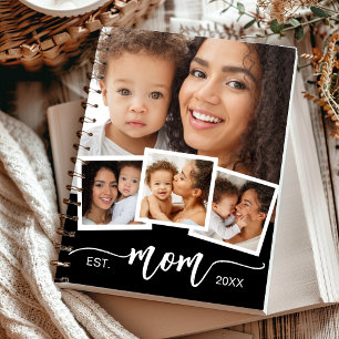 Cuaderno Collage personalizado de 4 fotos Mamá Año de estab