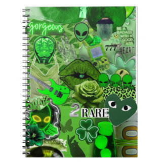 Cuaderno Collage verde de energía rara - estética y vibe al