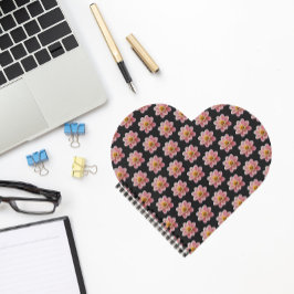 Cuaderno Collarette rosa Dahlia Patrón floral sobre negro