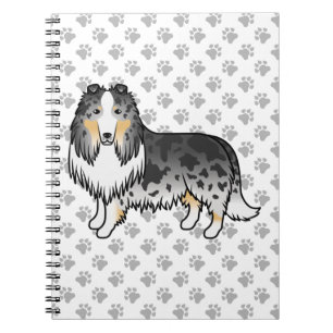 Cuaderno Collie Áspero Blue Merle Perro de Dibujos Animados