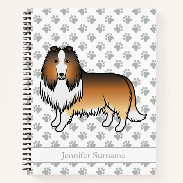 Cuaderno Collie Áspero de Sable Perro de Dibujos Animados L (Anverso)
