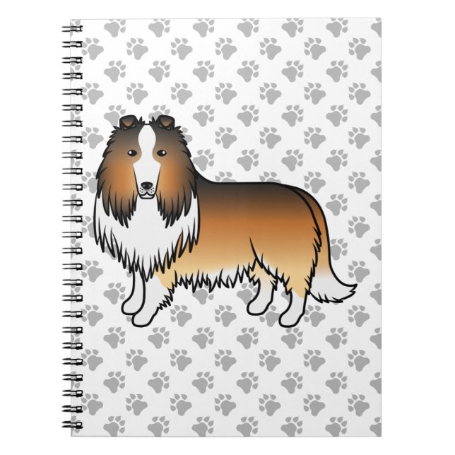 Cuaderno Collie Áspero de Sable Perro de Dibujos Animados L (Frente)