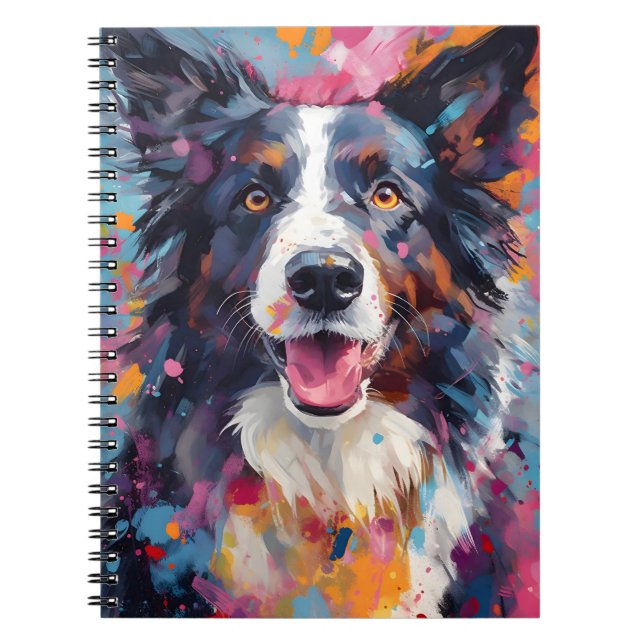 Cuaderno Collie de borde colorido (Frente)