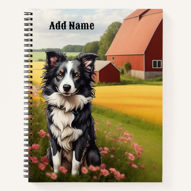 Cuaderno Collie de borde en la granja (Anverso)