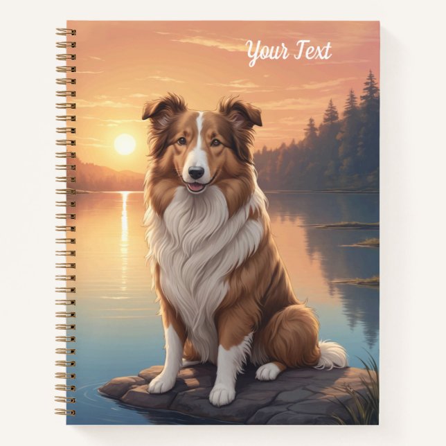 Cuaderno Collie estándar junto al lago (Anverso)