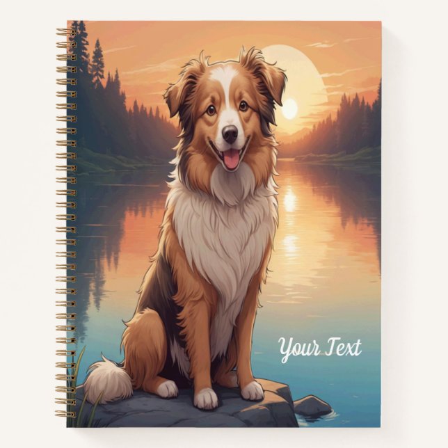 Cuaderno Collie Pastor junto al lago (Anverso)