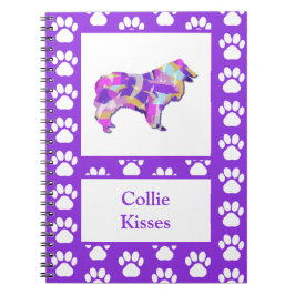 Cuaderno Collie Rough Kisses Perro Silhouette PurplePY&B