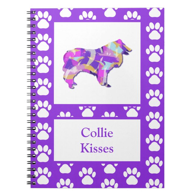 Cuaderno Collie Rough Kisses Perro Silhouette PurplePY&B (Frente)