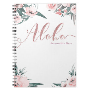 Cuaderno Color acuático moderno floral rosado Aloha