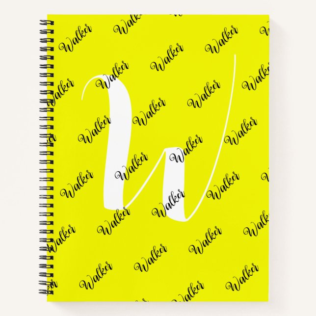 Cuaderno Color amarillo elegante - Nombre inicial Monograma (Anverso)