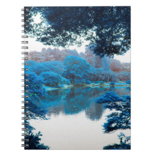 Cuaderno Color azul hecho fresco, naturaleza única, lago