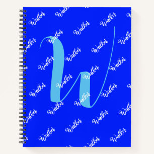 Cuaderno Color azul moderno - Tendencia Nombre inicial Mono