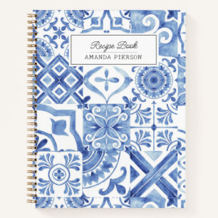 Cuaderno Color de agua azul personalizado