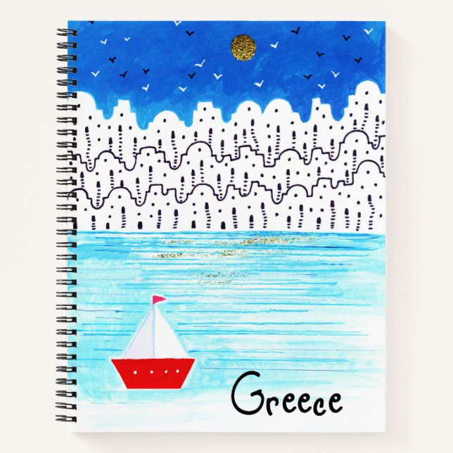 CUADERNO COLOR DE AGUA AZUL Y BLANCO GRECIA (Anverso)