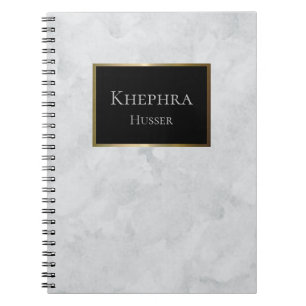 Cuaderno Color de agua blanco fantasma: negro y dorado nomb